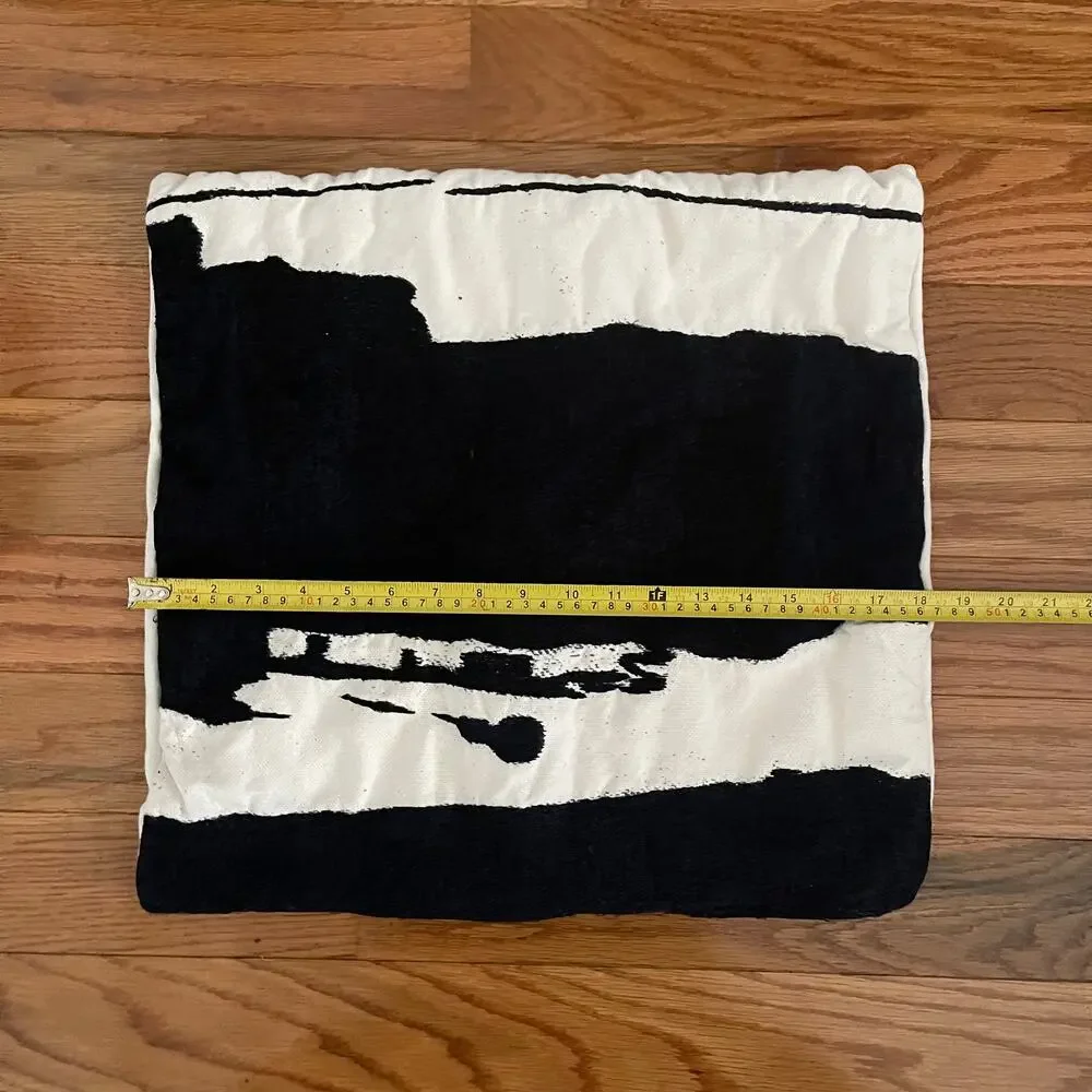 West Elm Abstract Pillow Cover 17x18 Black White Cotton Button Closure